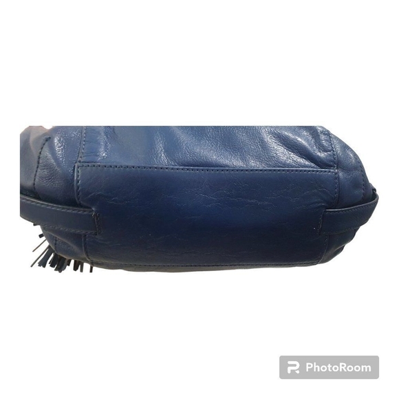 MICHAEL KORS BLUE LEATHER GOLD CHAIN DEVON LARGE SHOULDER TOTE BAG PURSE - Picture 11 of 16